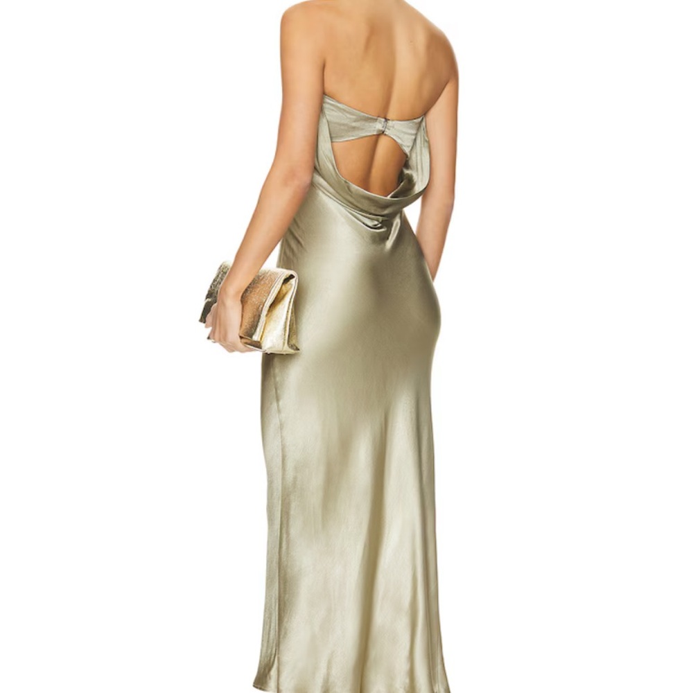 bec + bridge Metallic Gold Backless Dress